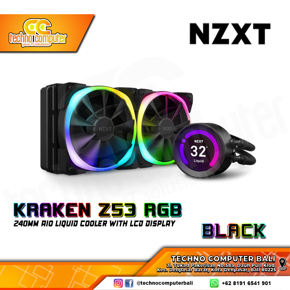 NZXT KRAKEN Z53 RGB Black - CPU Cooler - 240mm AIO Liquid Cooler with LCD Display