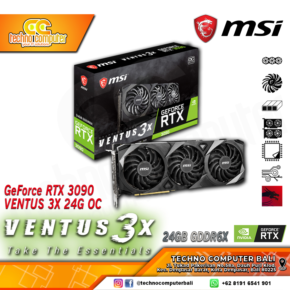 MSI NVIDIA GeForce RTX 3090 VENTUS 3x OC Edition 24GB GDDR6X - LHR Version