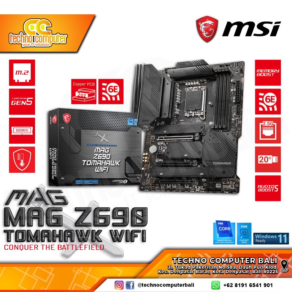 MSI MAG Z690 TOMAHAWK WIFI - ATX, LGA1700, Z690, DDR5 (BELUM ADA DI TOKPED)