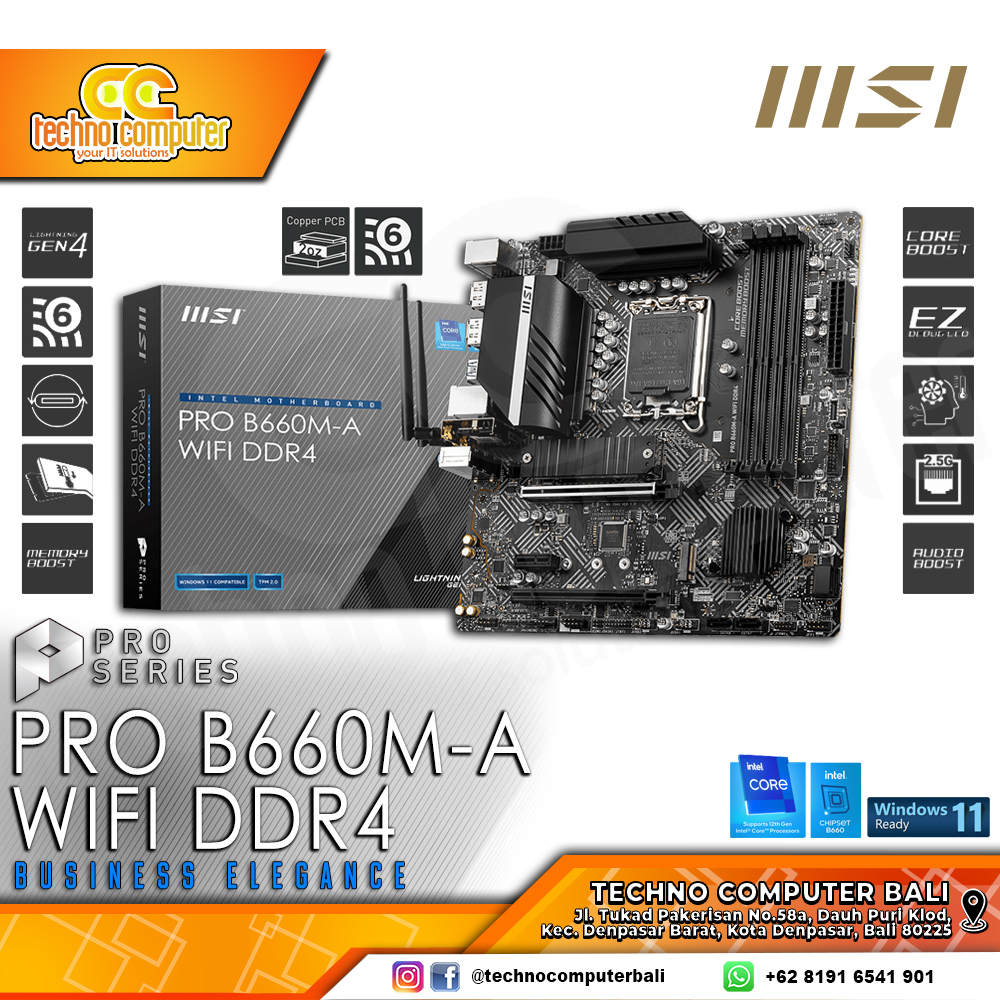 MSI PRO B660M-A WIFI DDR4 - mATX, LGA1700, B660, DDR4 (BELUM ADA DI TOKPED)