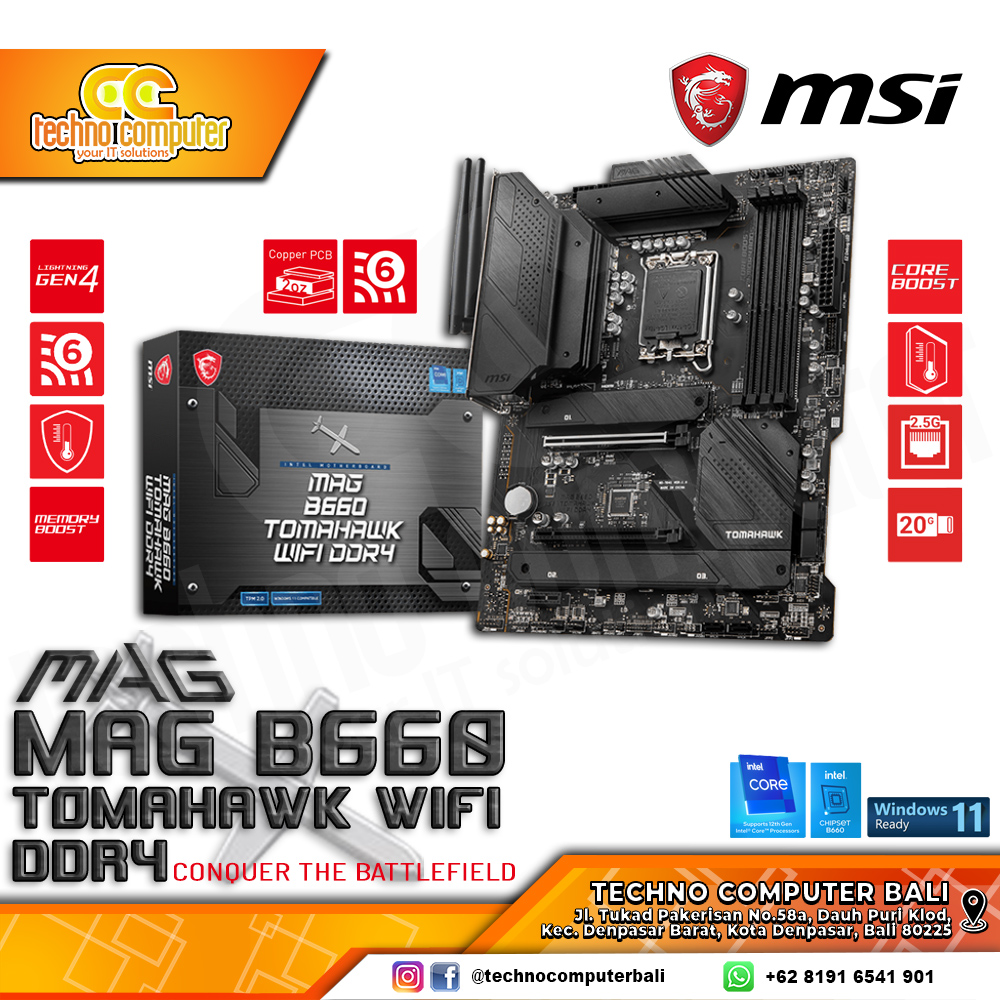 MSI MAG B660 TOMAHAWK WIFI DDR4 - ATX, LGA1700, B660, DDR4 (BELUM ADA DI TOKPED)