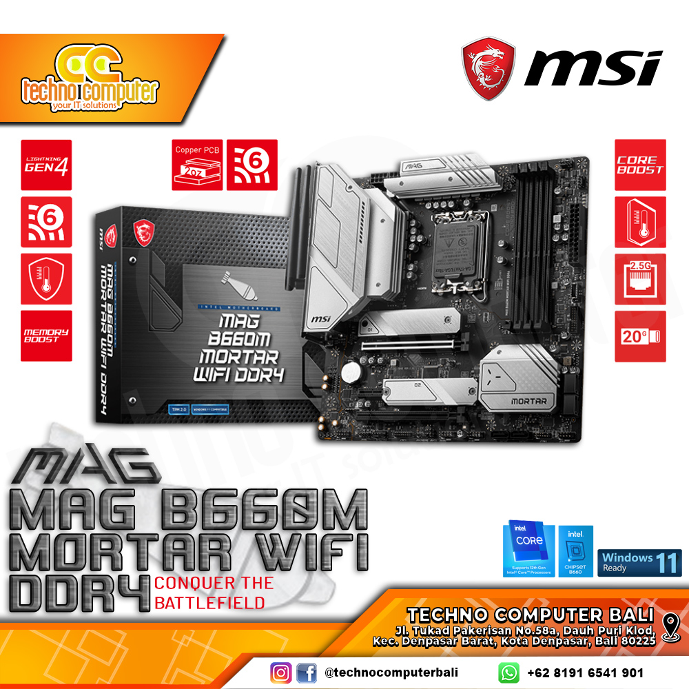 MSI MAG B660M MORTAL WIFI DDR4 - mATX, LGA1700, B660, DDR4 (BELUM ADA DI TOKPED)