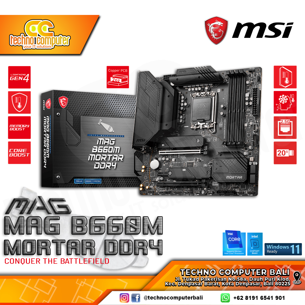 MSI MAG B660M MORTAL DDR4 - mATX, LGA1700, B660, DDR4 (BELUM ADA DI TOKPED)