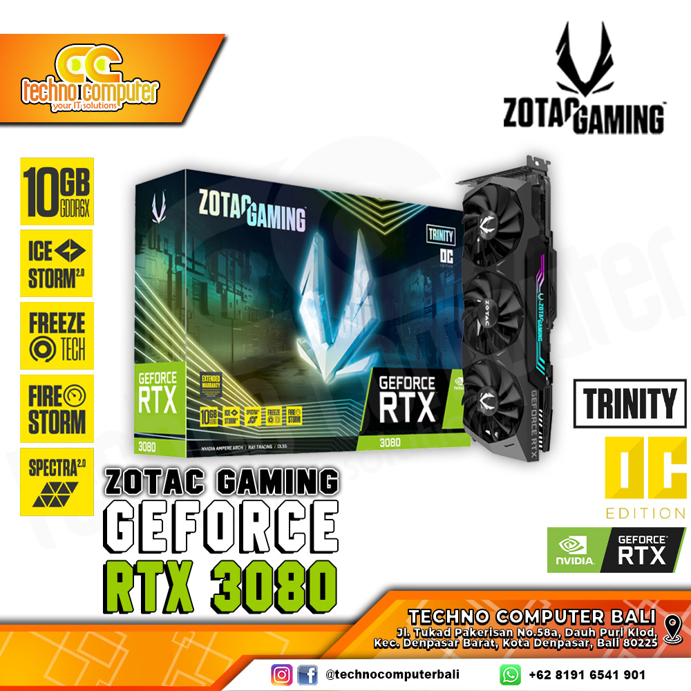ZOTAC GAMING NVIDIA GeForce RTX 3080 Trinity OC Edition 10GB GDDR6X - LHR Version