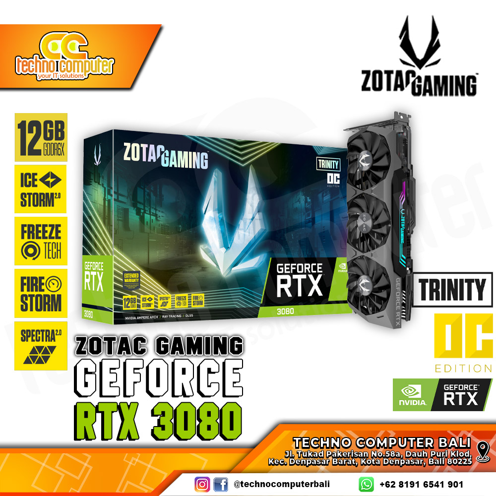 ZOTAC GAMING NVIDIA GeForce RTX 3080 Trinity OC Edition 12GB GDDR6X - LHR Version