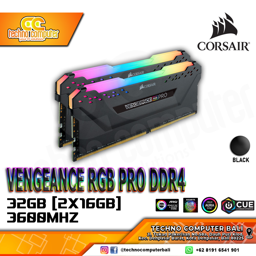 DDR4 CORSAIR VENGEANCE RGB PRO 32GB (2x16GB) Kit 3600Mhz