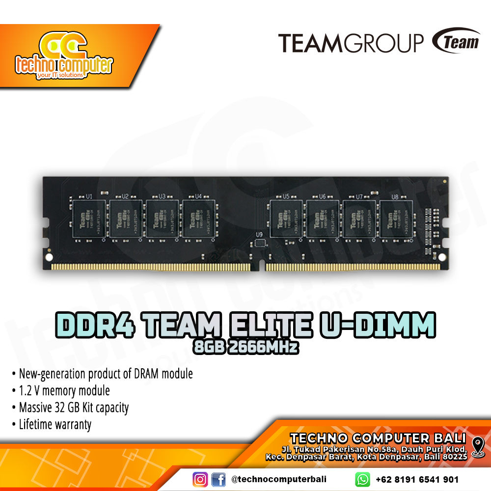 DDR4 TEAM ELITE 8GB (1x8GB) Single 2666MHz