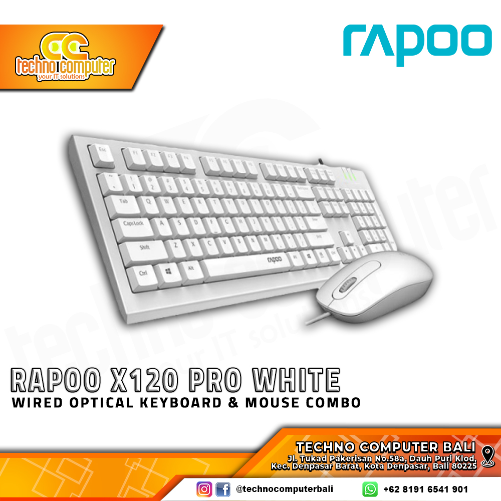 RAPOO X120 PRO White - Office Keyboard & Mouse