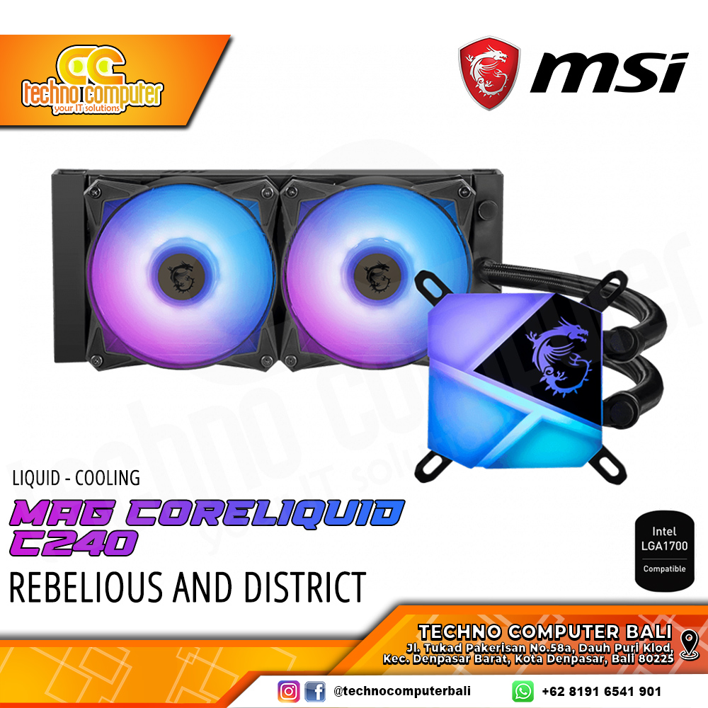MSI MAG CORELIQUID C240 - CPU Cooler - 240mm AIO Liquid Cooler