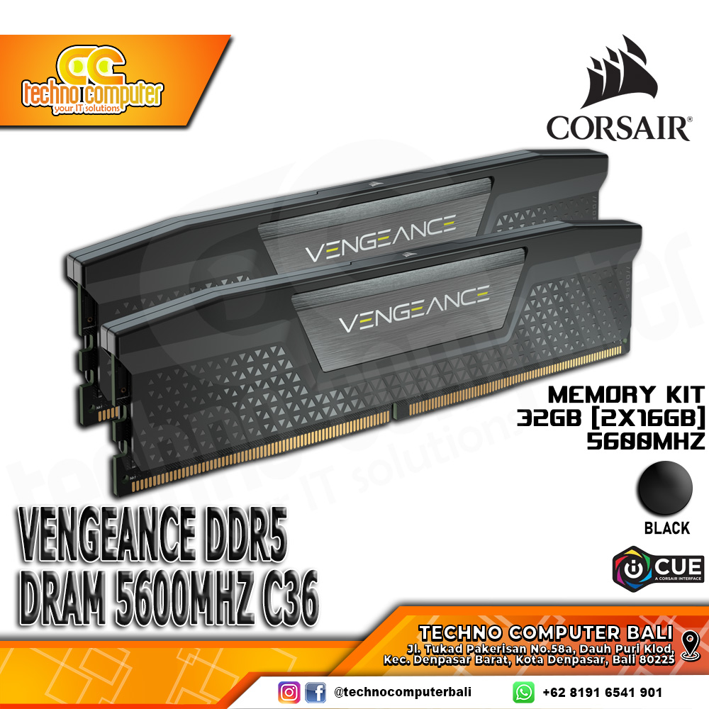 DDR5 CORSAIR VENGEANCE 32GB (2x16GB) Kit 5600MHz C36 - BLACK