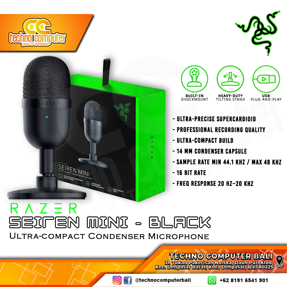 MICROPHONE RAZER SEIREN MINI Black - Ultra-Compact Condenser Microphone