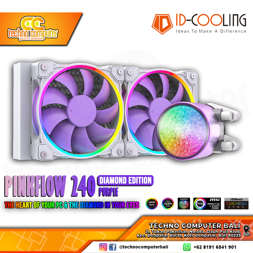 ID-COOLING PINKFLOW 240 ARGB DIAMOND PURPLE - CPU Cooler - 240mm AIO Liquid Cooler
