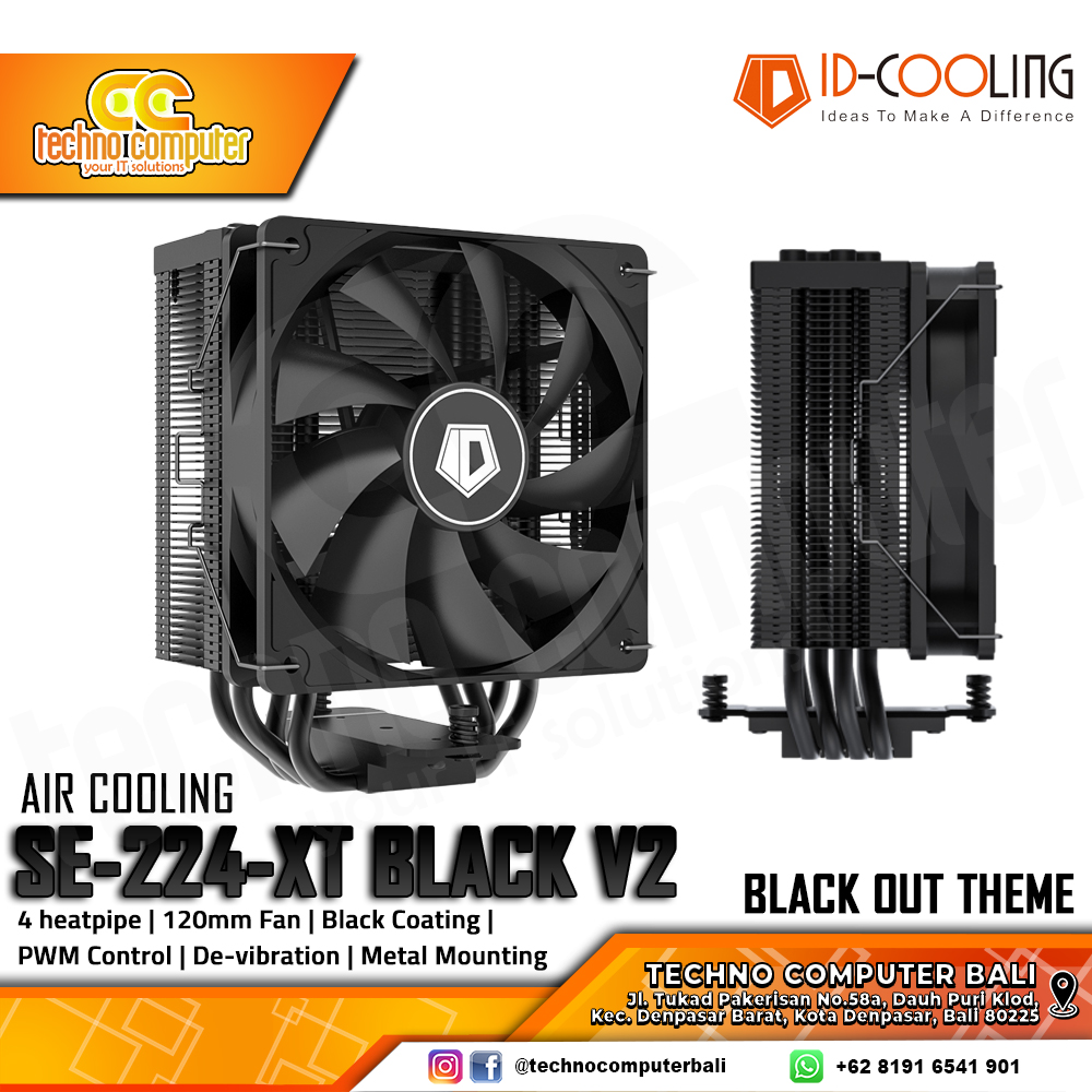 ID-COOLING SE-224-XT BLACK V2 - CPU Cooler - 120mm Air Cooler