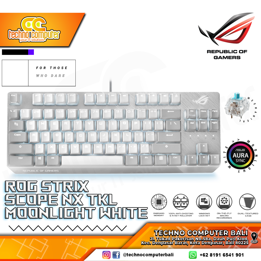 ASUS ROG Scope NX TKL Moonlight White - Mechanical NX Blue Switch - Gaming Keyboard