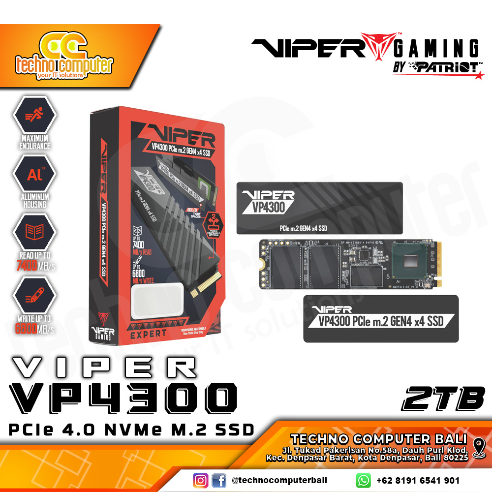 SSD Patriot VIPER VP4300 M.2 NVMe 2280 PCIe Gen4 x4 - 2TB