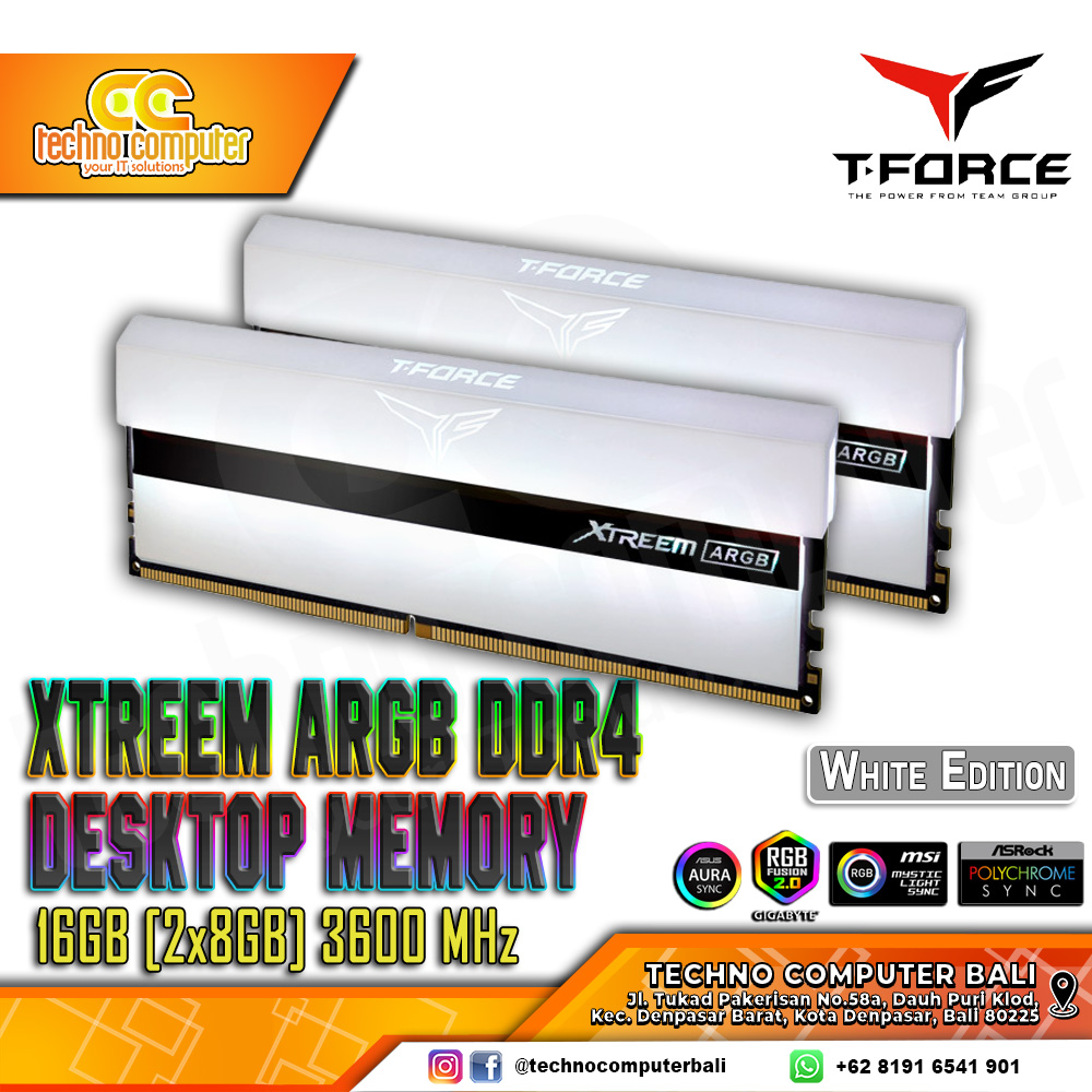 DDR4 TEAM T-FORCE XTREEM ARGB White 16GB (2x8GB) Kit 3600Mhz