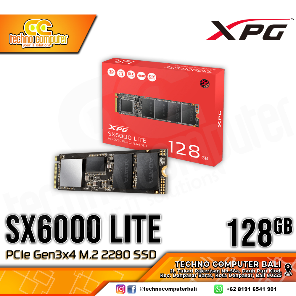 SSD ADATA XPG SX6000 Lite M.2 NVMe 2280 PCIe Gen3 x4 - 128GB