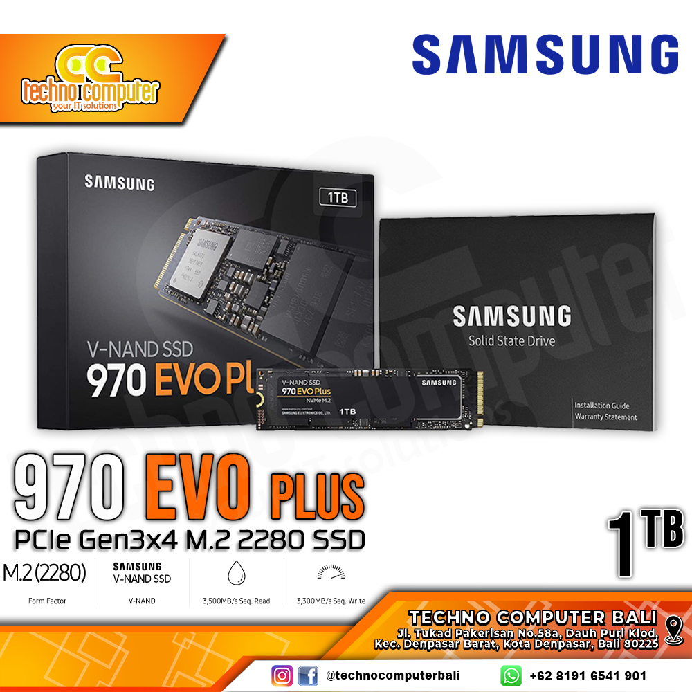 SSD SAMSUNG 970 Evo Plus M.2 NVMe 2280 PCIe Gen3 x4 - 1TB