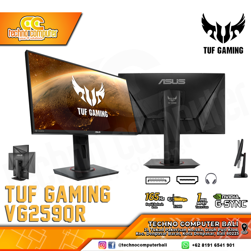 ASUS TUF GAMING VG259QR Gaming Monitor - 24.5 inch, FHD (1920 x 1080), IPS, 165Hz, 1ms