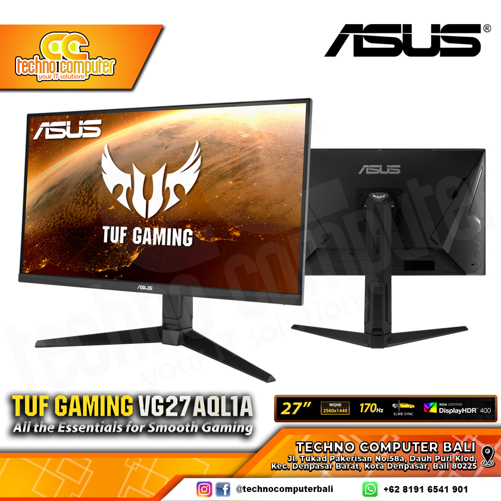 ASUS TUF GAMING VG27AQL1A Gaming Monitor - 27 inch, WQHD (2560 x 1440), IPS, 170Hz, 1ms, G-Sync