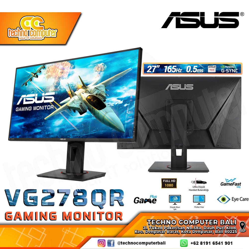 ASUS VG278QR Gaming Monitor - 27 inch, FHD (1920 x 1080), TN, 165Hz, 0.5ms, G-Sync