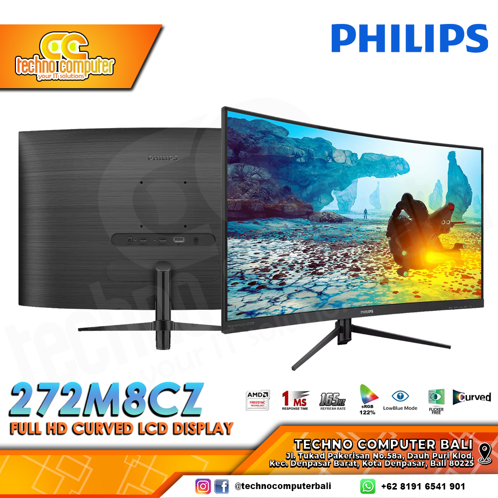 PHILIPS 272M8CZ/70 Curved Gaming Monitor -  27 inch, FHD (1920 x 1080), VA, 165Hz, 1ms, FreeSync