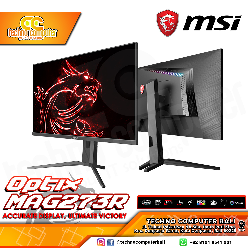 MSI OPTIX MAG273R Gaming Monitor - 27 inch, FHD (1920 x 1080), IPS, 144Hz, 1ms, FreeSync