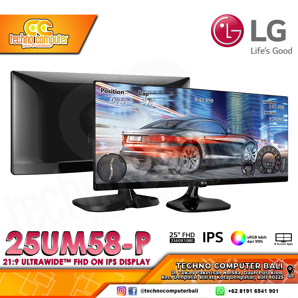 LG 25UM58-P UltraWide Monitor - 25 inch, WFHD (2560 x 1080), IPS, 60Hz