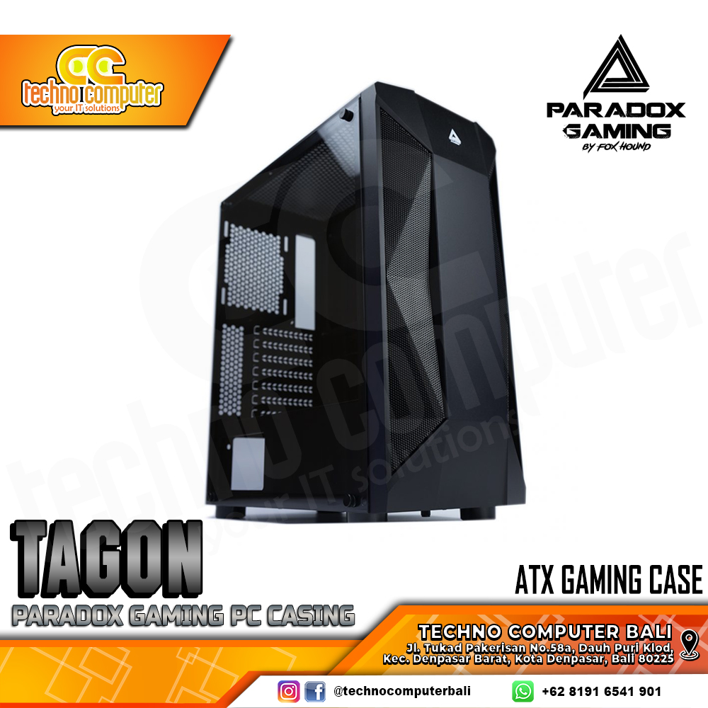 CASING PARADOX GAMING TAGON - Mid Tower ATX Case Tempered Glass