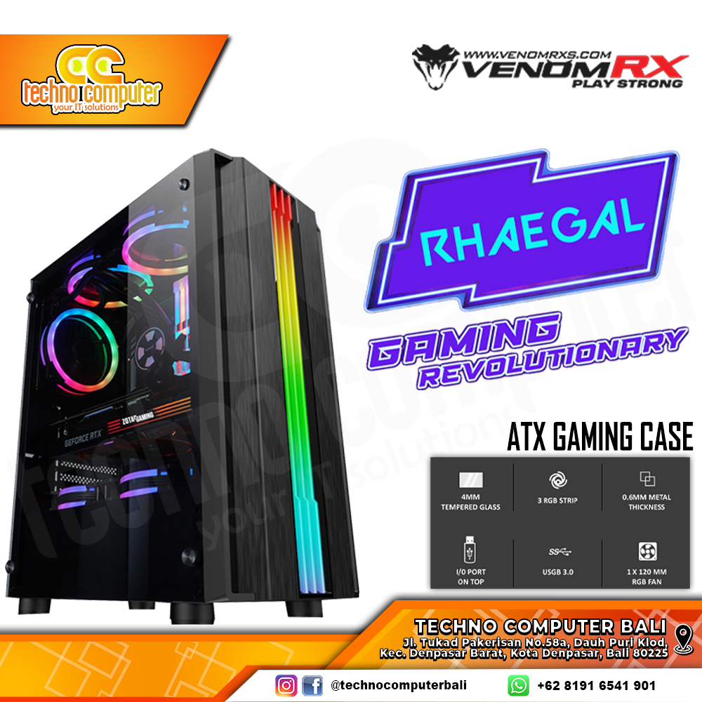 CASING VENOMRX RHAEGAL - Mid Tower ATX Case Tempered Glass
