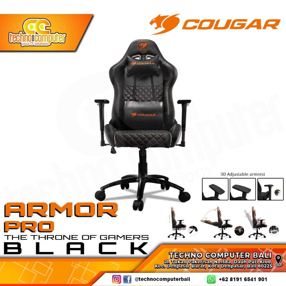 KURSI GAMING COUGAR ARMOR PRO GAMING CHAIR 3D Armrest - ARMOR PRO BLACK