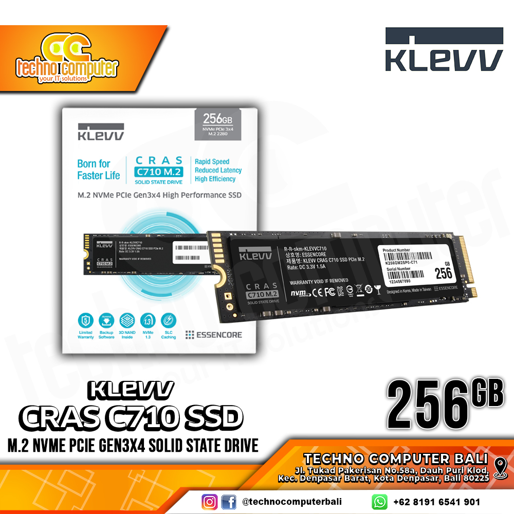 SSD KLEVV CRAS C710 M.2 NVMe 2280 PCIe Gen3 x4 - 256GB