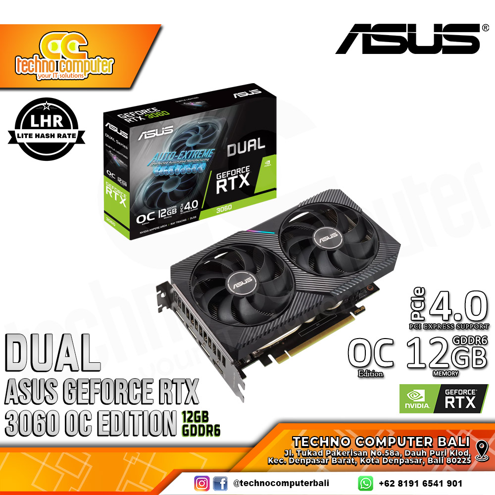 ASUS DUAL NVIDIA GeForce RTX 3060 V2 OC Edition 12GB GDDR6