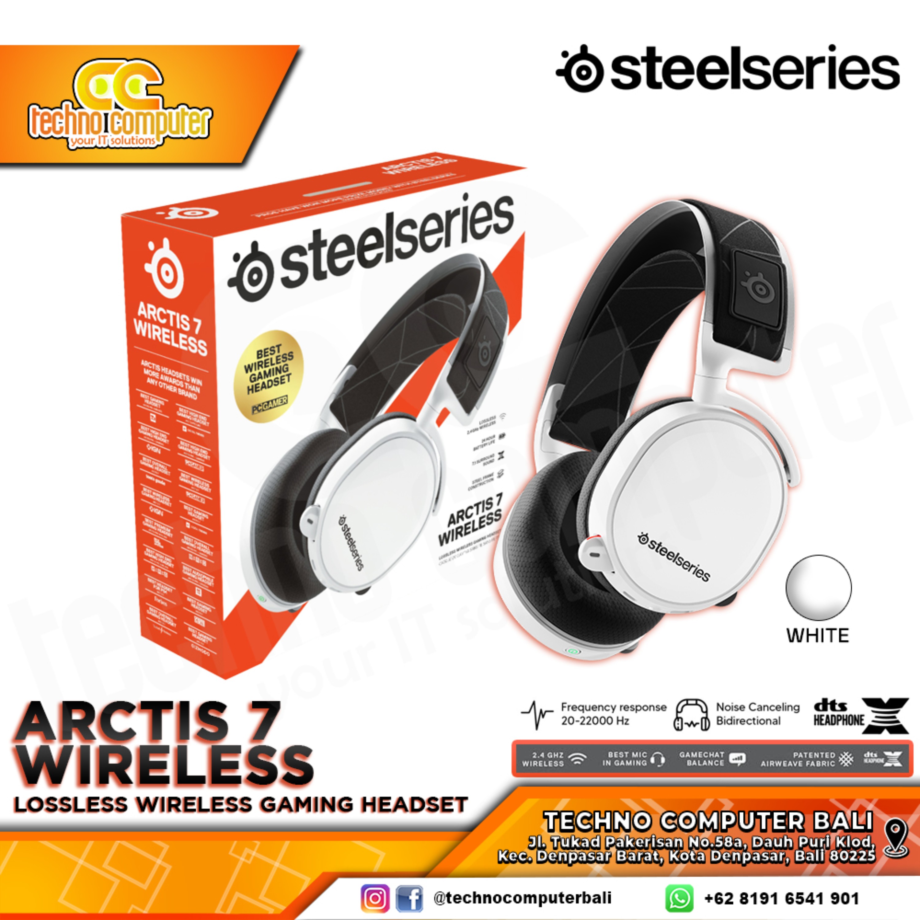HEADSET STEELSERIES ARCTIS 7 Wireless White - Gaming Headset