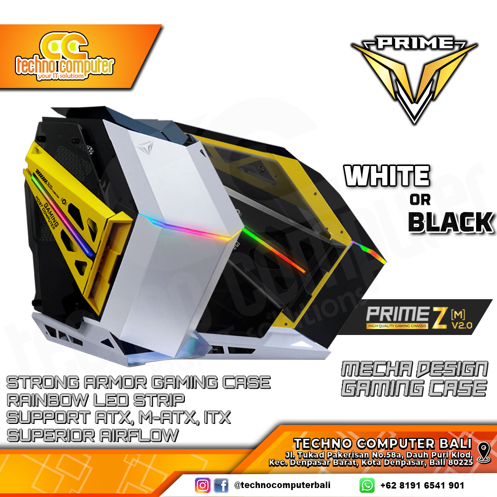 CASING PRIME GAMING Z-[M] V2.0 Black - Mid Tower Case Tempered Glass