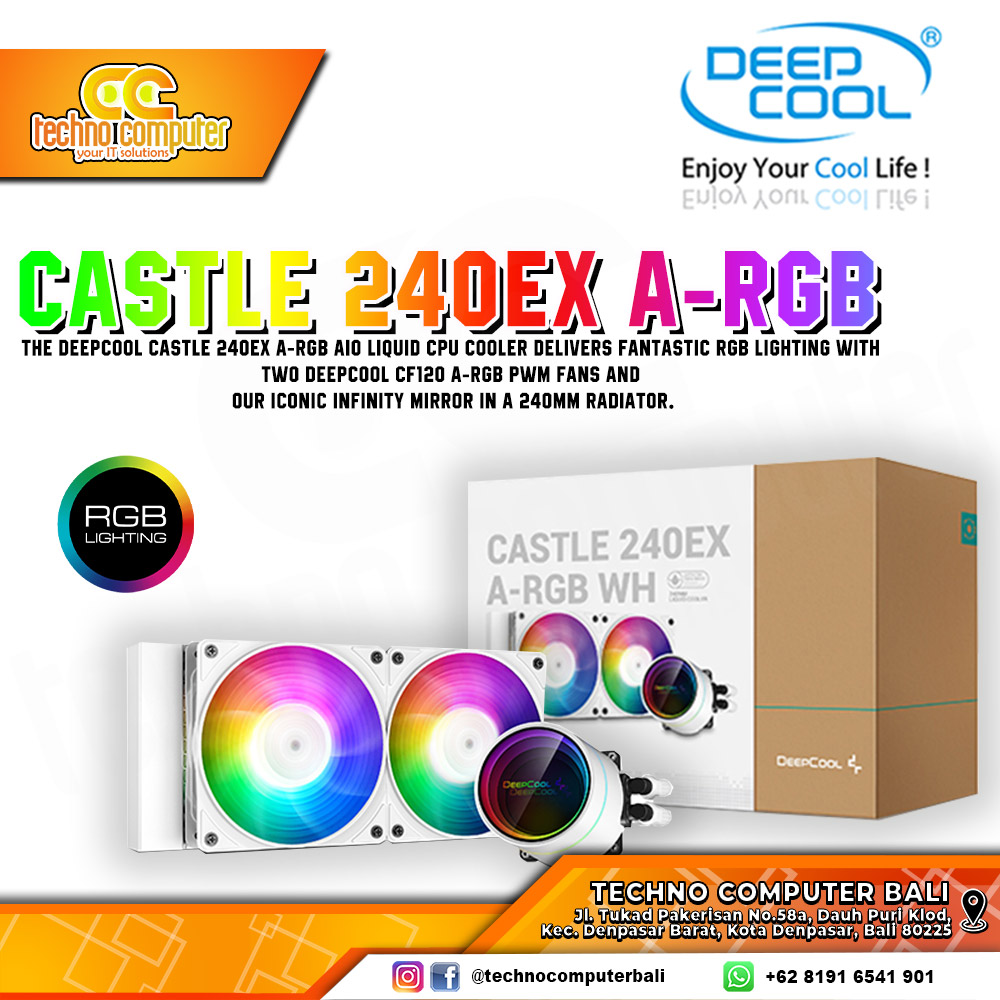 DEEPCOOL CASTLE 240EX A-RGB White - CPU Cooler - 240mm AIO Liquid Cooler