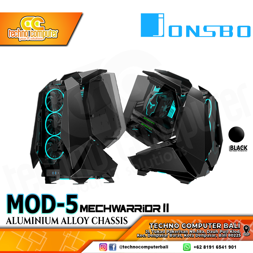 CASING JONSBO MOD5 Black - Mid Tower ATX Case Tempered Glass