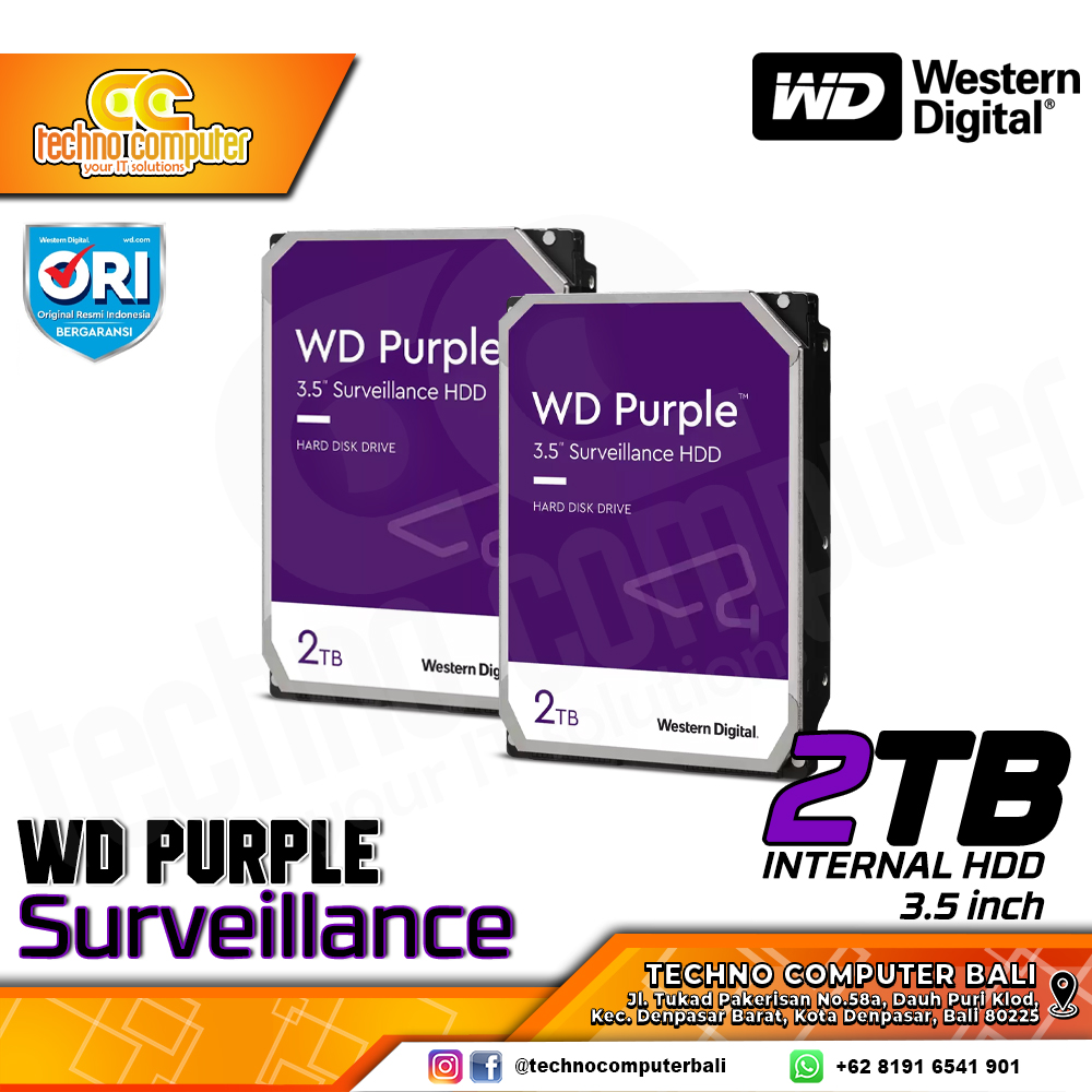 HDD INTERNAL CCTV 3.5 inch WD PURPLE Surveillance 2TB