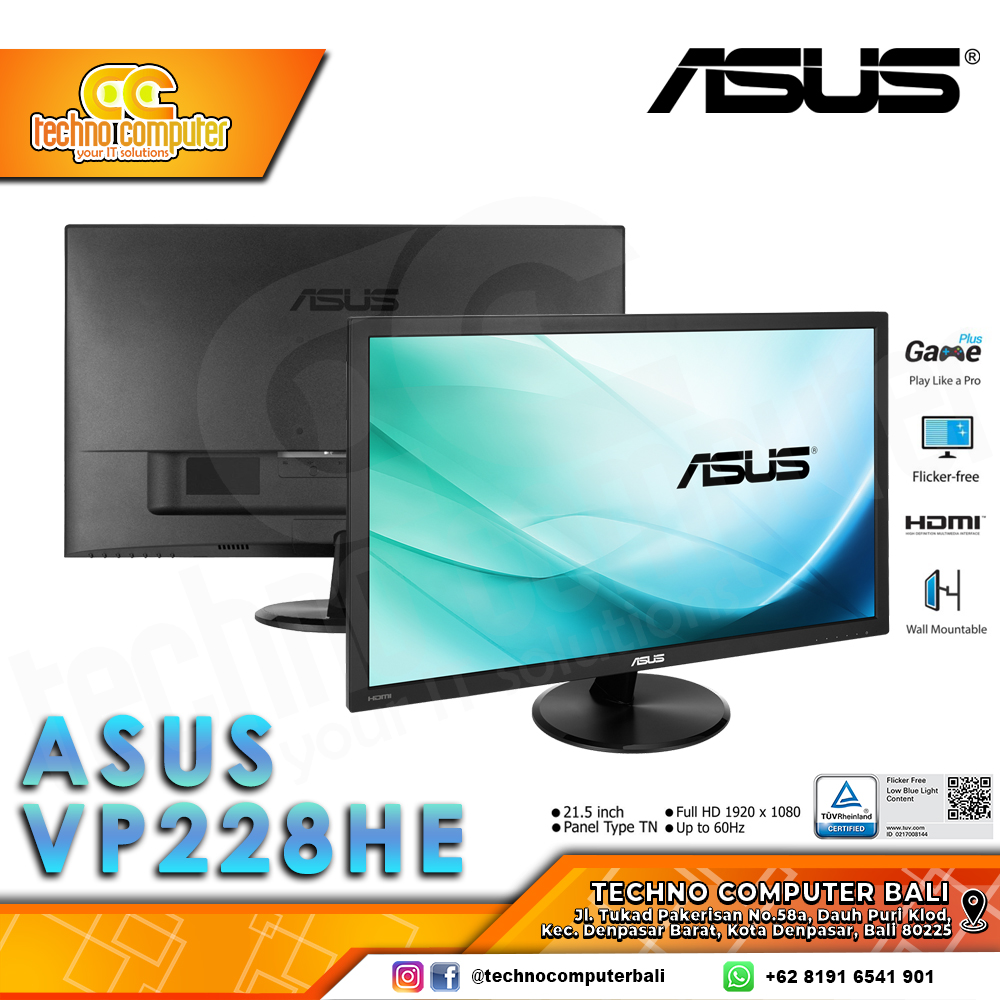 ASUS VP228HE LED Monitor - 22 inch, FHD (1920 x 1080), TN, 60Hz, 1ms