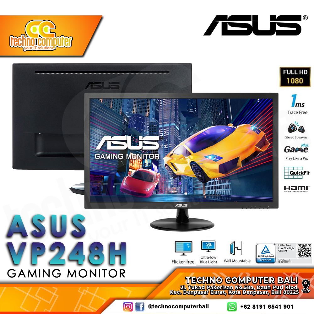 ASUS VP248H LED Monitor - 24 inch, FHD (1920 x 1080), TN, 75Hz, 1ms