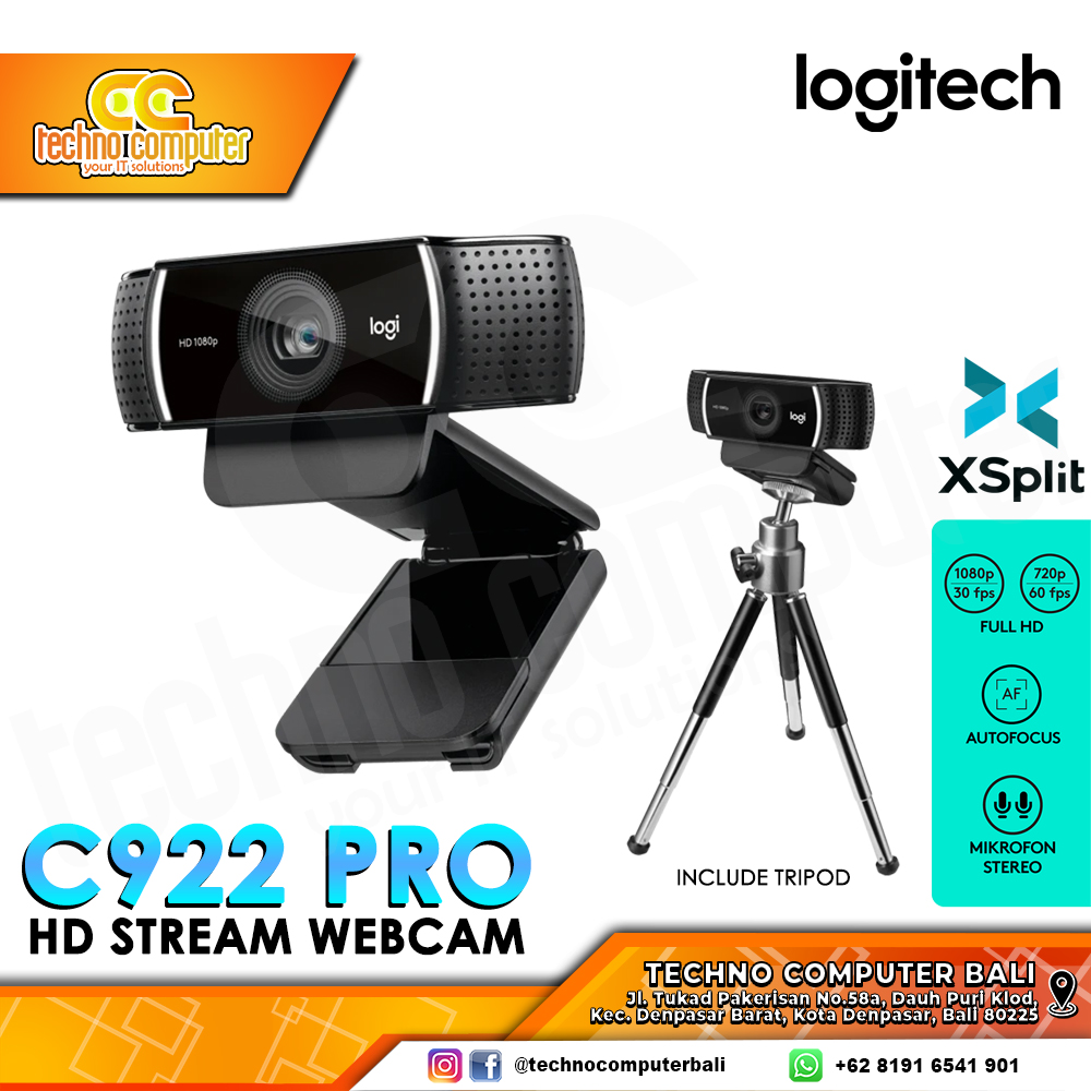 LOGITECH C922 Pro Stream - Full HD 1080p 30Fps Auto Focus Webcam