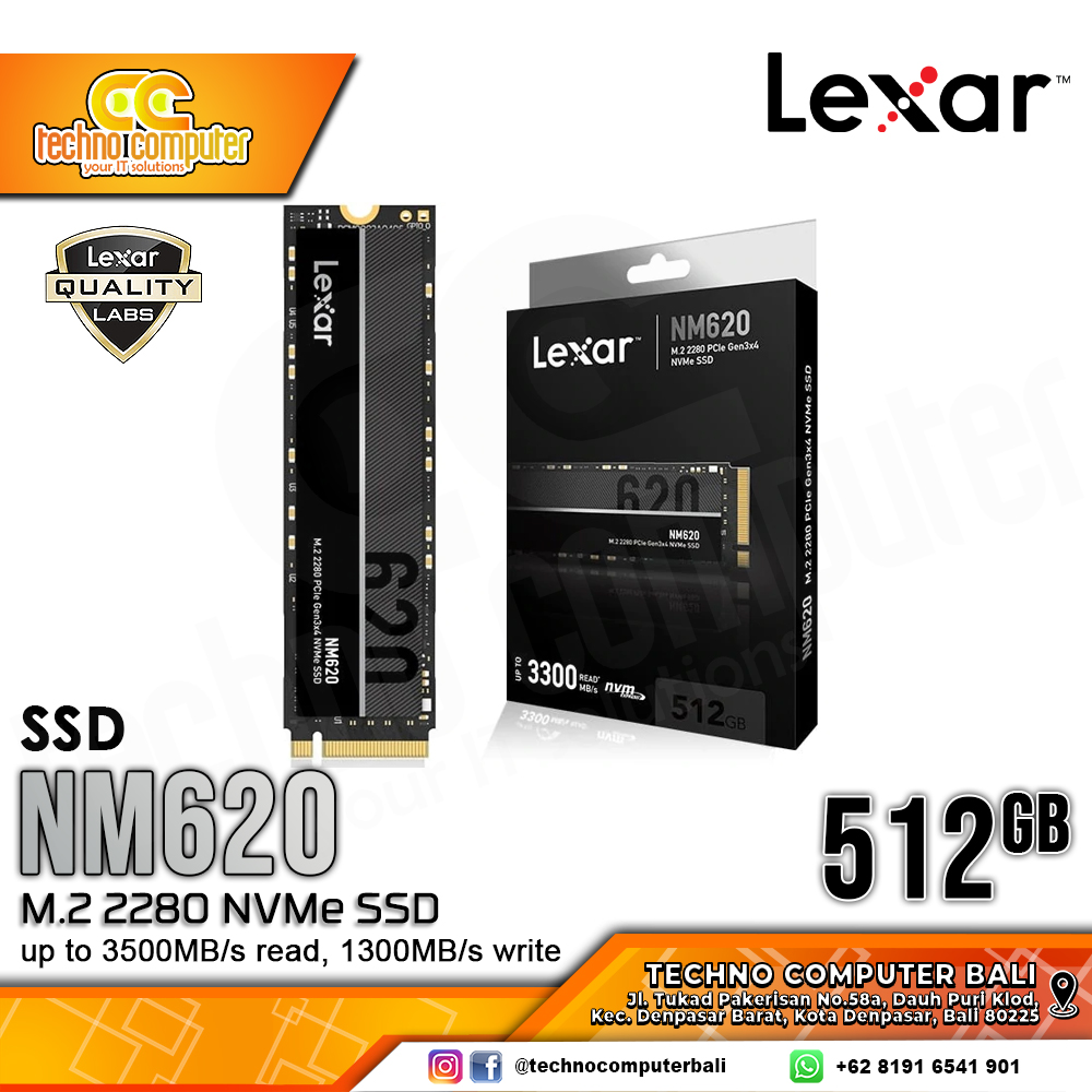 SSD LEXAR NM620 M.2 NVMe 2280 PCIe Gen3 x4 - 512GB