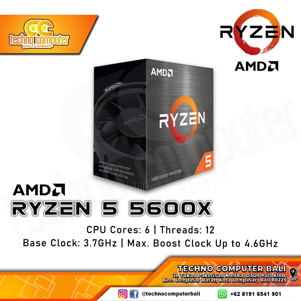 PROCESSOR AMD RYZEN 5 5600X - 6 Core 12 Threads Up to 4.6GHz - Socket AM4