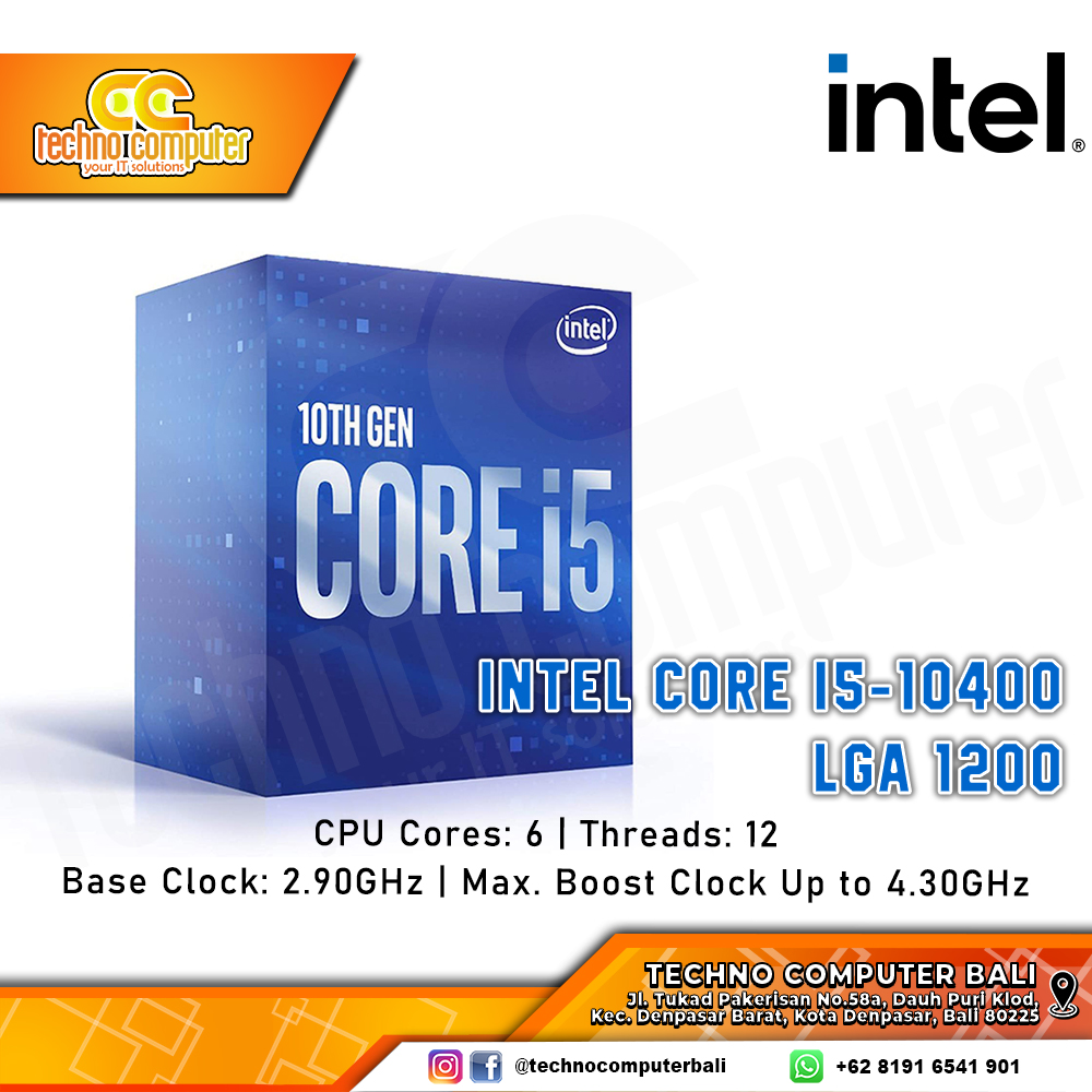 PROCESSOR INTEL CORE I5-10400 - 6 Cores 12 Threads Up to 4.3GHz - Socket LGA1200