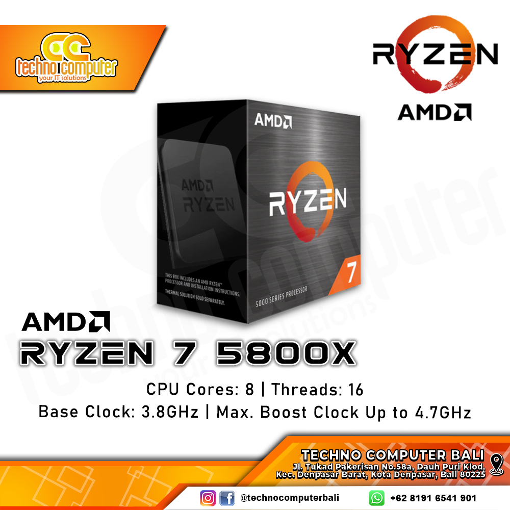 PROCESSOR AMD RYZEN 7 5800X - 8 Core 16 Threads Up to 4.7GHz - Socket AM4