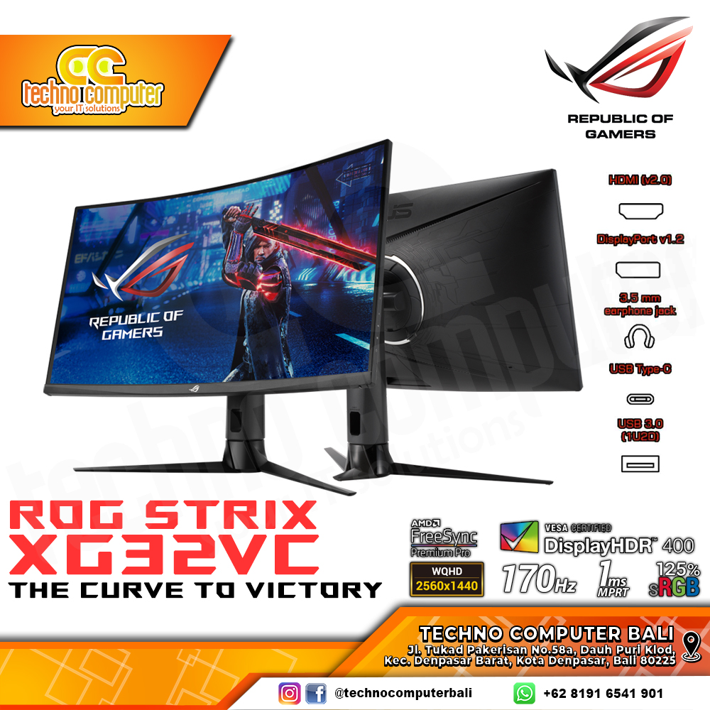 ASUS ROG STRIX XG32VC Curved Gaming Monitor - 32 inch, WQHD (2560 x 1440), VA, 170Hz, 1ms, FreeSync