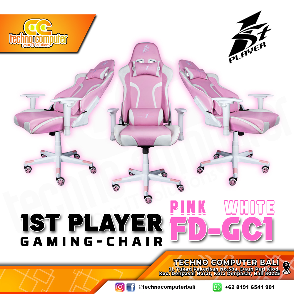 KURSI GAMING 1ST PLAYER GAMING CHAIR FD-GC1 - PINK WHITE