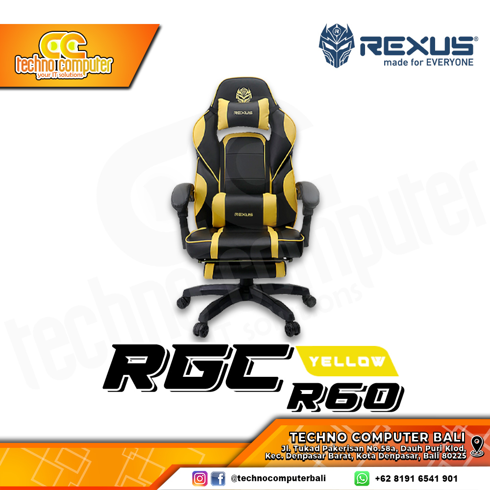 KURSI GAMING REXUS RGC-R60 GAMING CHAIR Footrest - YELLOW