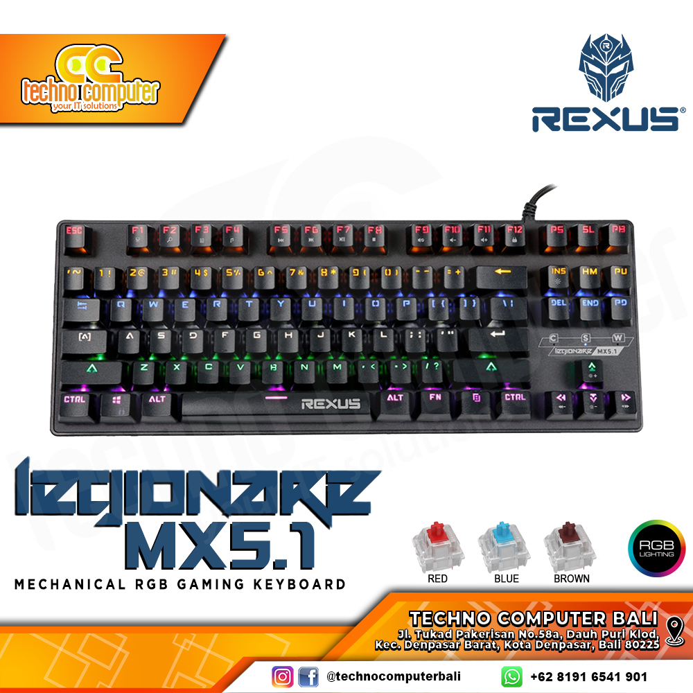 REXUS LEGIONARE MX5.1 TKL - Mechanical Brown Switch - Gaming Keyboard