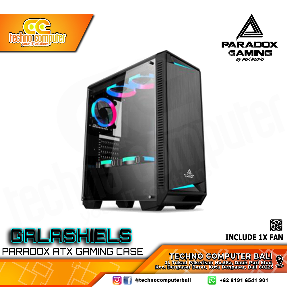 CASING PARADOX GAMING GALASHIELS - Mid Tower ATX Case Tempered Glass (Free 1x Fan)